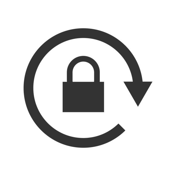 symbol für die drehung gesperrt. stock vector illustration isoliert auf weißem hintergrund - password stock-grafiken, -clipart, -cartoons und -symbole