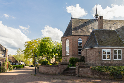 Old church and houses in the center of the Dutch village Soest.