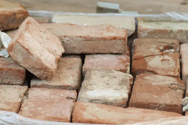 Photo of used terracotta bricks