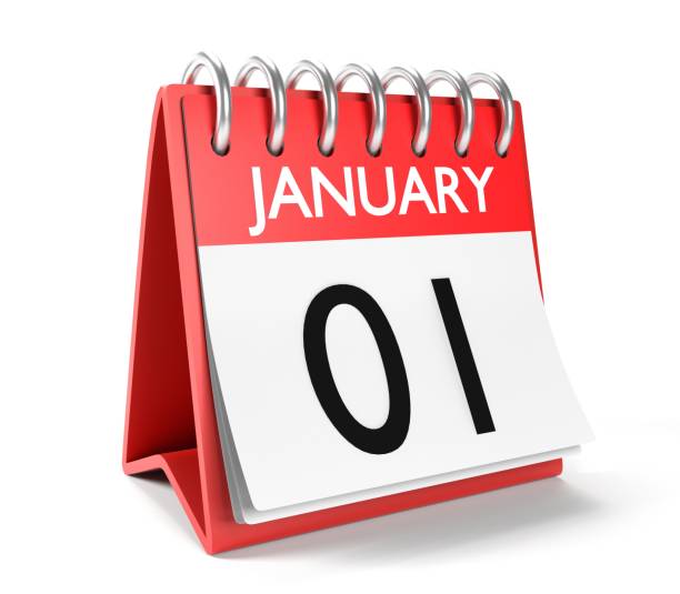 istock January 1 Desktop Calendar Page For New Year Day Against White Background 1359985255