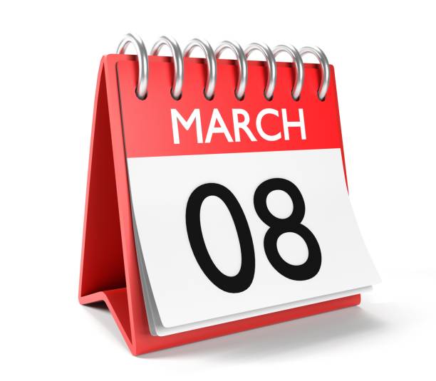 istock March 8 Desktop Calendar Page For Women's Day Against White Background 1359985472