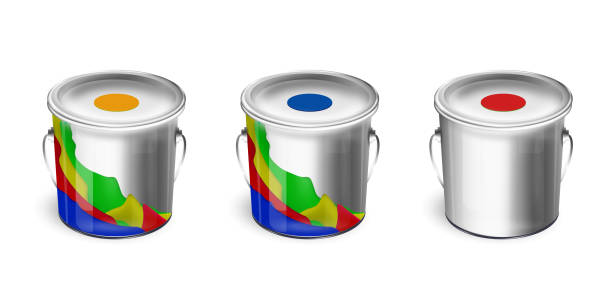 istock Vector 3D set of closed cans of paint. Design product presentation 1359986595