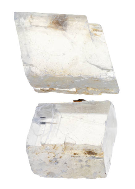 set of iceland crystal (iceland spar) stone cutout set of iceland crystal (iceland spar) stones cutout on white background calcite stock pictures, royalty-free photos & images