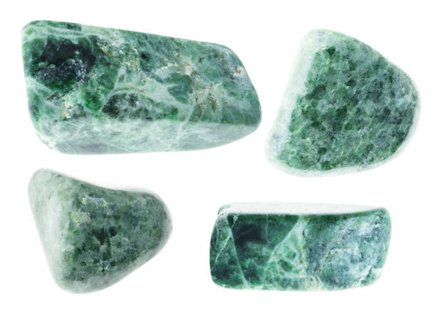 set of various Jadeite stones cutout on white stock photo