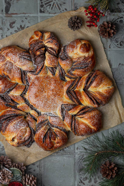 istock christmas homemade bread star with chocolate-nut paste 1359994318