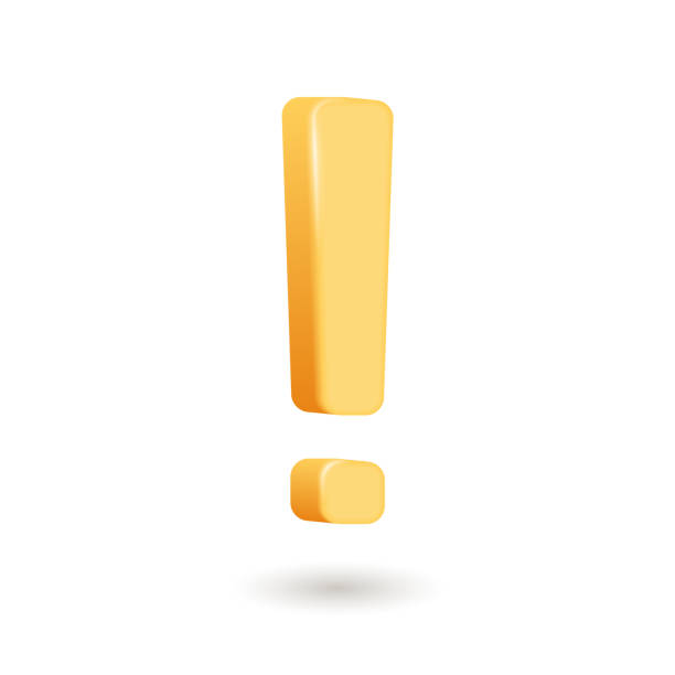 Vector 3D yellow exclamation mark icon. Vector 3D yellow exclamation mark icon. exclamation point stock illustrations