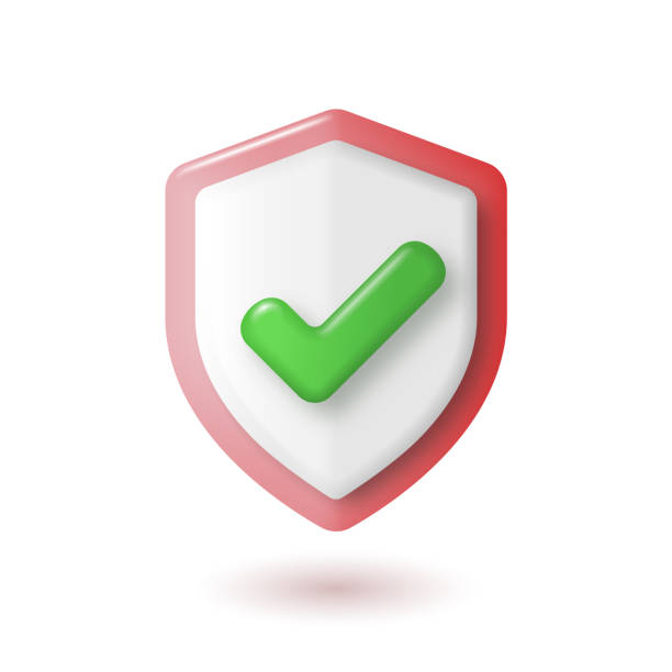 Shield with check mark icon. 3D vector illustration. Security  guaranteed icon. Shield with check mark icon. 3D vector illustration. Security  guaranteed icon. antivirus software stock illustrations
