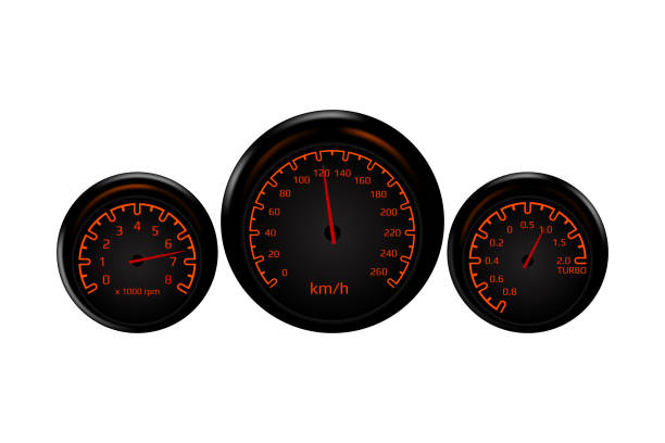 векторная иллюстрация приборной панели автомобиля - odometer backgrounds black car stock illustrations