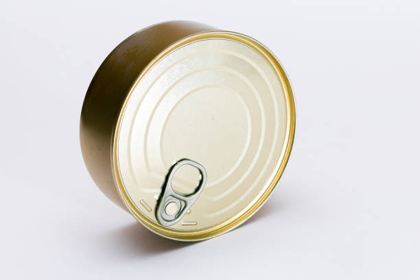 istock Unopened Tin Can with Blank Edge on White Background 1359996541