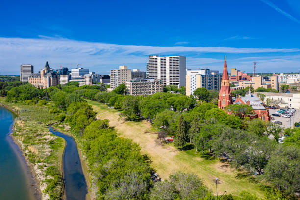 istock Downtown Aerial in Saskatoon 1359997328