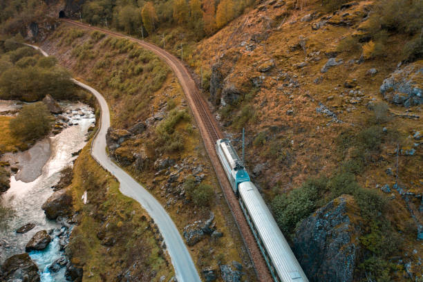 o trem de flam a myrdal que passa através das paisagens bonitas - flam aurlandsfjord sognefjord fjord - fotografias e filmes do acervo