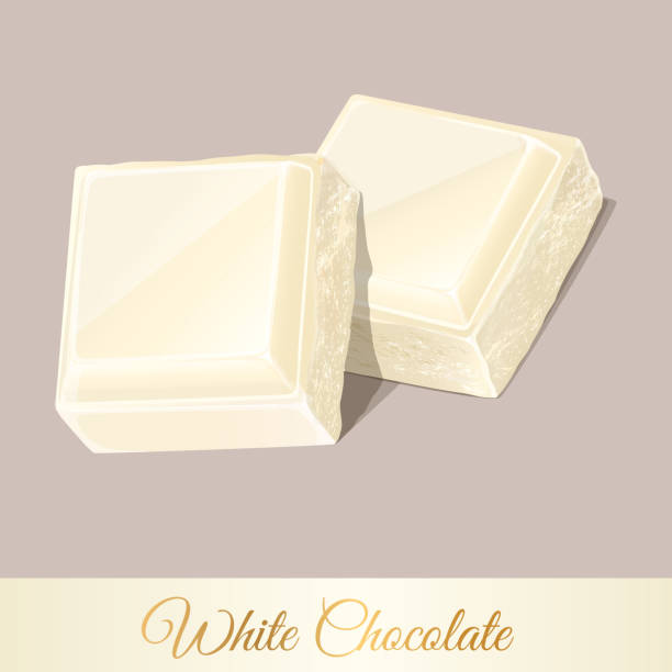 illustrazioni stock, clip art, cartoni animati e icone di tendenza di due pezzi di cioccolato bianco isolati su sfondo bianco. illustrazione vettoriale. - white chocolate