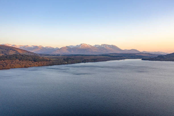 Scottish Loch and Mountain Landscape at Sunset