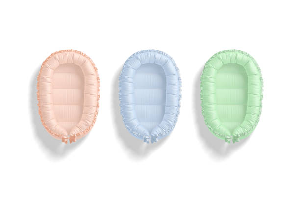 istock Blank colored babynest lounger mock up, top view 1360001828