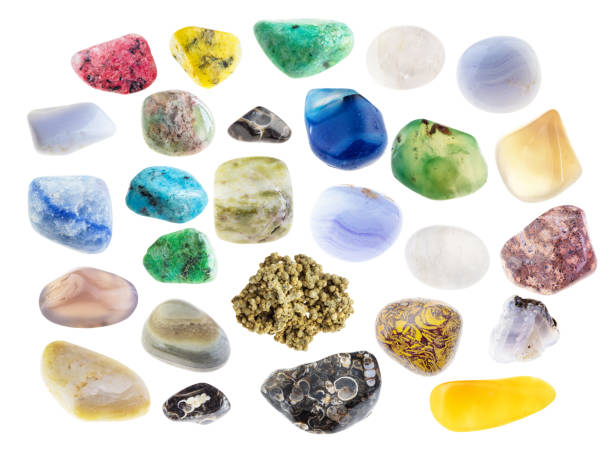 istock set of various agate gem stones cutout on white 1360001868
