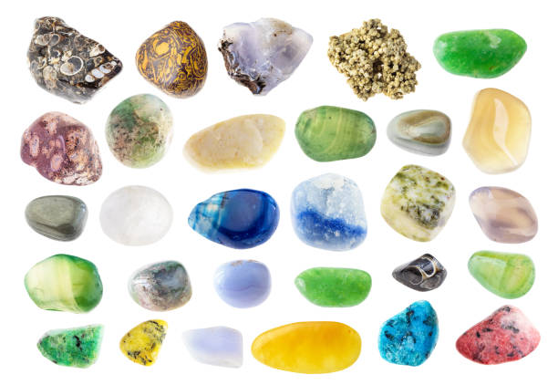 istock set of various Agate gemstone cutout on white 1360002573