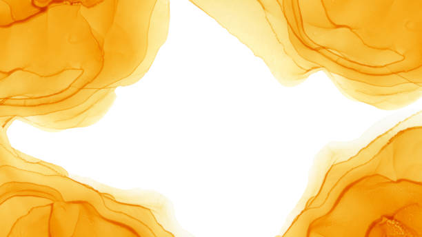 istock Orange marbled ink banner background with copy space. 1360004955