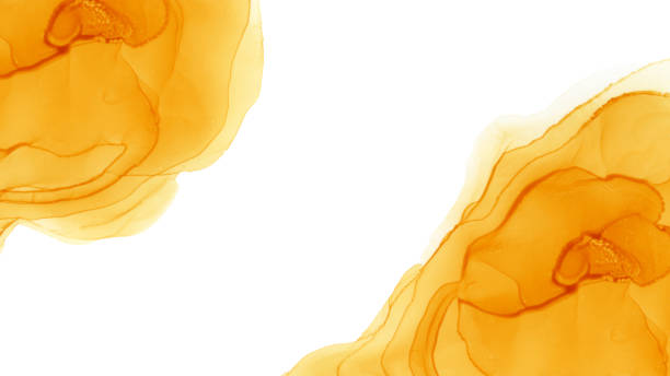 istock Orange marbled ink banner background with copy space. 1360004956