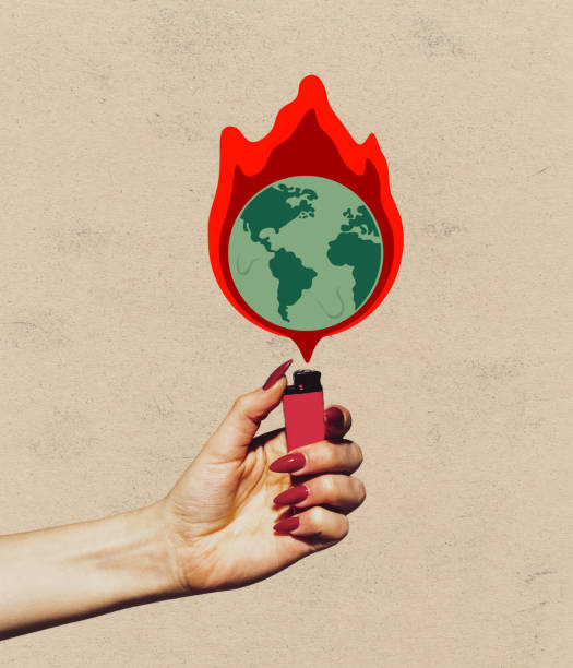 Contemporary art collage, modern creative design. Idea, inspiration, saving environment, ecology, eco, warming of the Earth's climate.