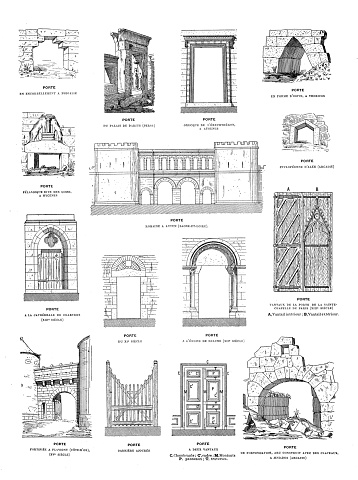 Antique illustration: Doors