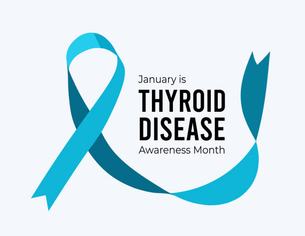 Thyroid Disease Awareness Month. Vector illustration on white Thyroid Disease Awareness Month. Vector illustration on white background thyroid disease stock illustrations