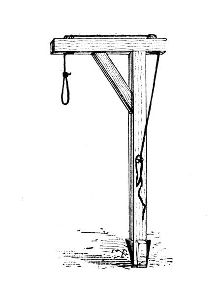 Antique illustration: Hanging Antique illustration: Hanging hangmans noose stock illustrations