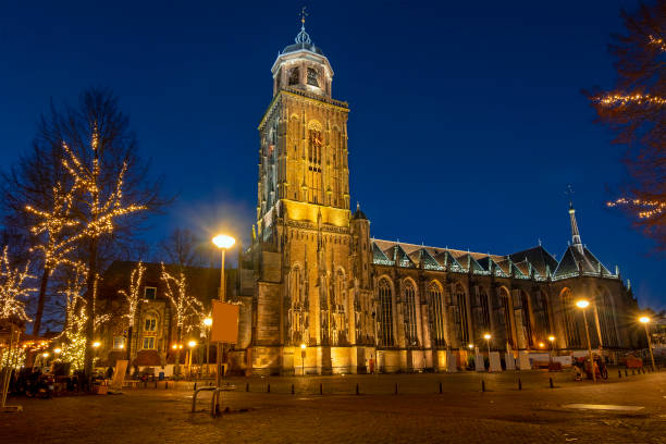 istock The Lebinius church in Deventer the Netherlands at sunset 1360011166