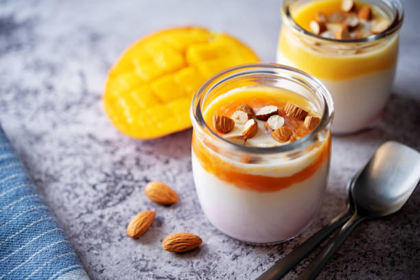 istock Greek yogurt mango healthy breakfast in a jar 1360011279