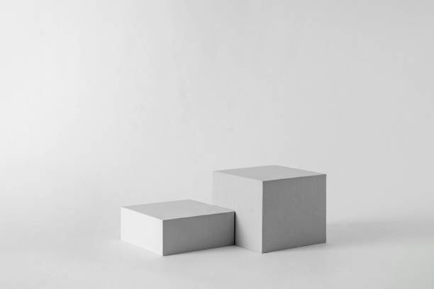istock Mock up presentation for product advertising podium pedestal geometric cube platform on gray background and copy space 1360013526
