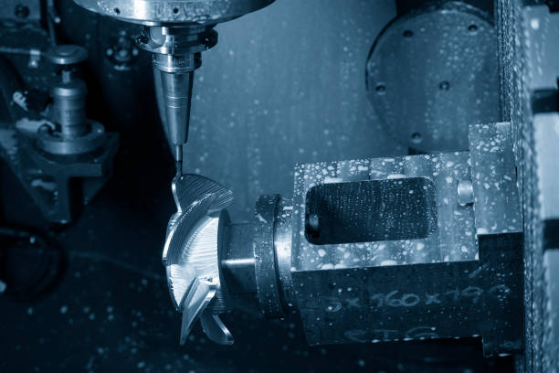 istock The  5-axis  machining center cutting the propeller parts with solid ball end mill tool. 1360018451