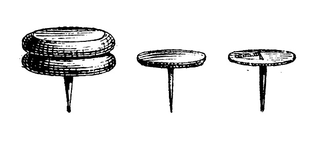 Antique illustration: Drawing pin, thumb tack