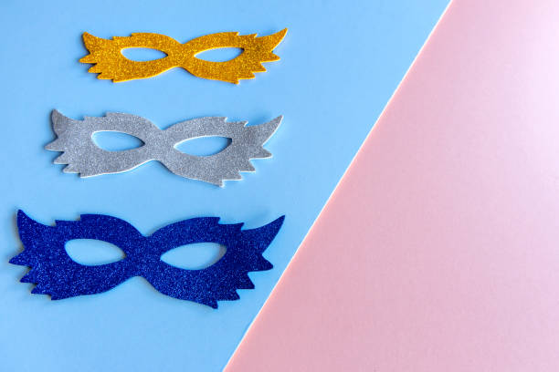 istock Brazilian carnival concept on blue and pink background with copy space. 1360025704