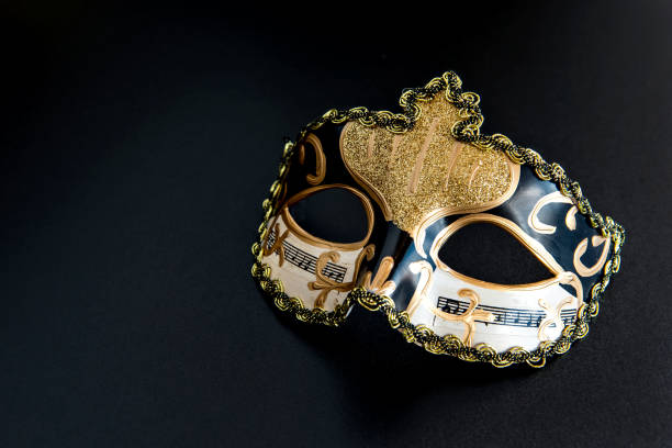 Brazilian carnival concept, carnival  mask on black background.