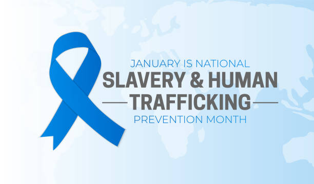 ilustrações, clipart, desenhos animados e ícones de janeiro é a bandeira de ilustração do mês nacional de escravidão e prevenção ao tráfico humano - cini