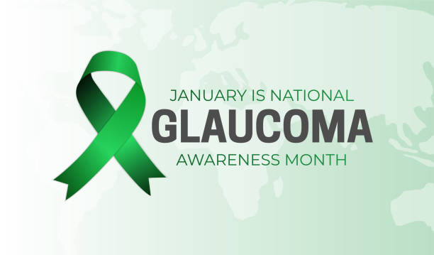 ilustrações, clipart, desenhos animados e ícones de ilustração de fundo do mês de conscientização do glaucoma leve com fita verde - cini
