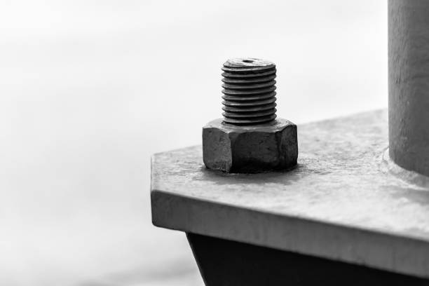 huge bolt and nut in monochrome