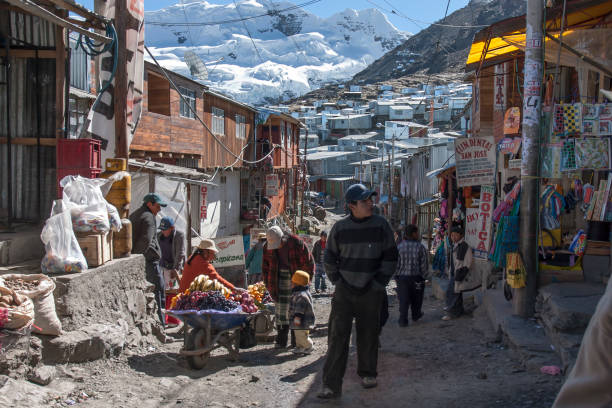 La Rinconada, Puno, Peru. Bustling commerce in the world's highest city (160000 ft/5000m above sea level).