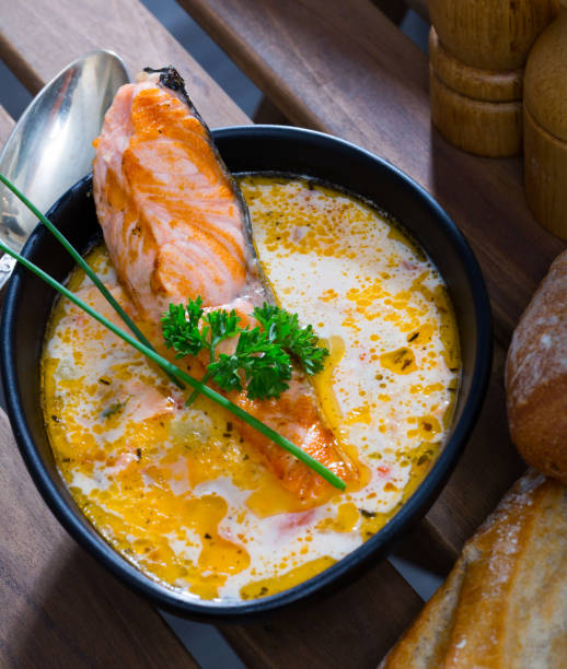 istock Cheese and salmon soup 1360034577