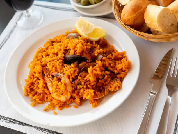 Photo of Seafood paella with lemon