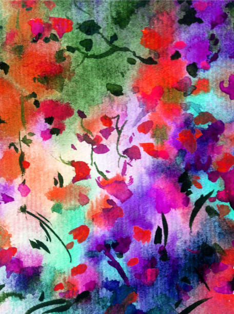 istock Watercolor colorful bright textured abstract background handmade . Mediterranean landscape . Garden . Painting of architecture and vegetation of the sea coast 1360035077