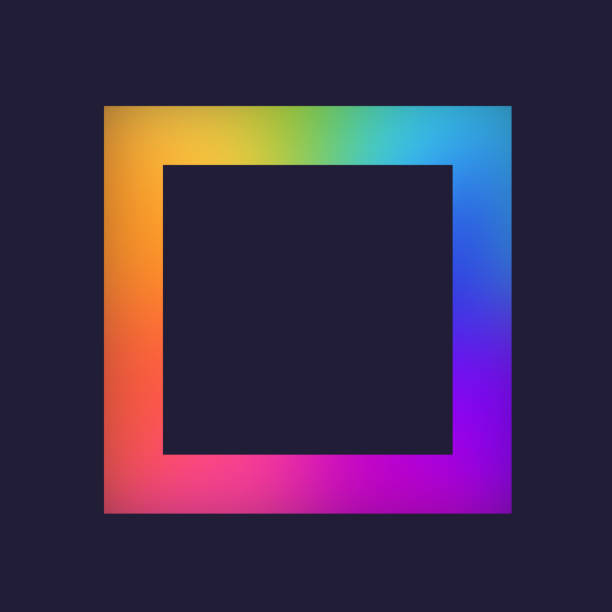Smooth Gradient Blur Blend Frame Gradient blend blur rainbow glow square frame modern design. pride month rainbow stock illustrations