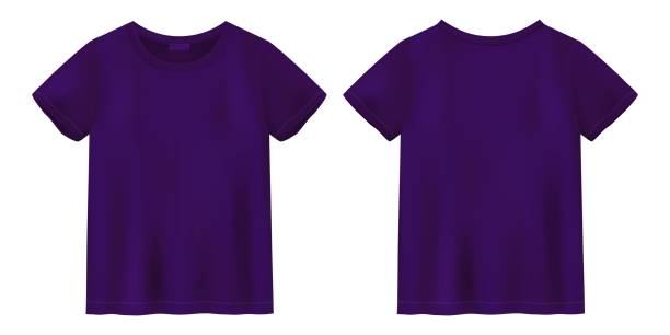 makieta koszulki unisex purple. szablon projektu koszulki. - shirt letter t t shirt template stock illustrations