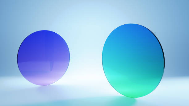 istock 3d rendering of abstract geometric translucent glass two circles background with colorful 1360056658