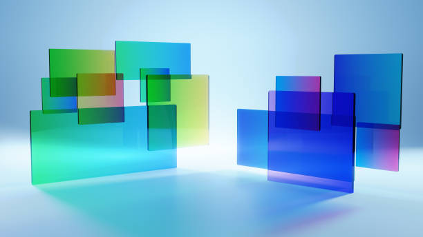 3d rendering of abstract geometric translucent glass background stock photo