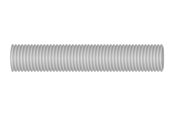 Flexible corrugated gray plastic pipe isolated on white. Flexible corrugated gray plastic pipe isolated on white. Vector illustration of hose connection for plumbing. pvc conduit stock illustrations