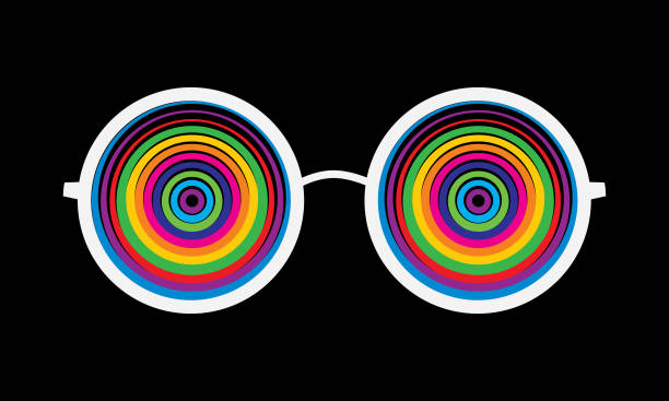 психоделические круги очки очки - novelty glasses stock illustrations