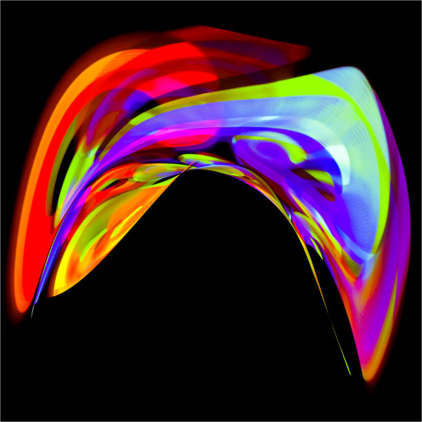 istock Rainbow ornament, abstract drawing on a black background, bar texture, fantasy illustration, for textile design, ceramics, gift wrapping 1360058986