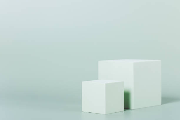 istock Abstract light green background with cubes podiums 1360059092