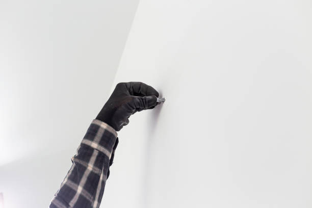 istock The carpenter sets the dowel into the wall. 1360059674
