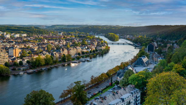 istock Panoramic Namur city view with Meuse river from the Citadel. 1360060300